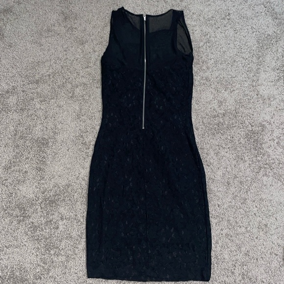 Size Small, black mini cocktail dress, top shoulder see-thru mesh - Picture 2 of 2